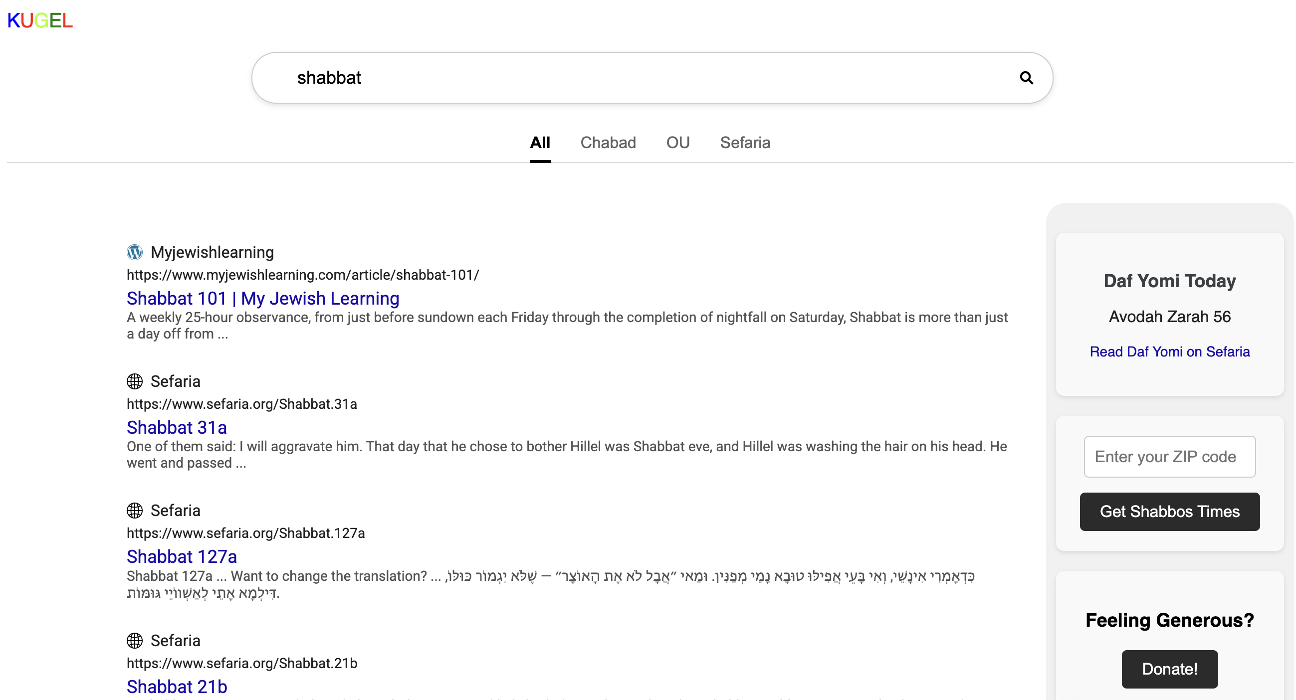 KugelSearch homepage