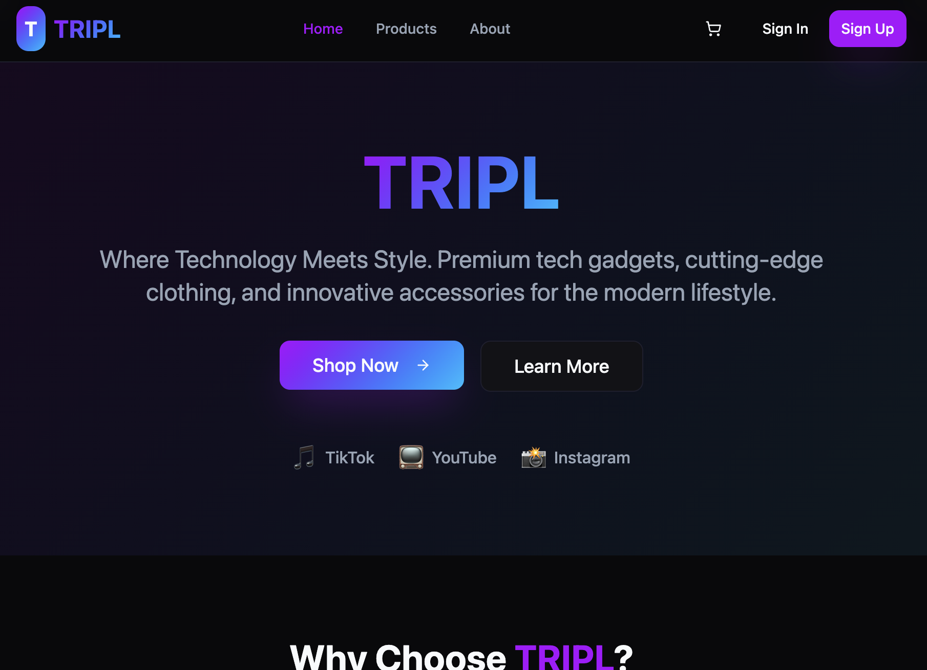 TRIPL storefront hero art
